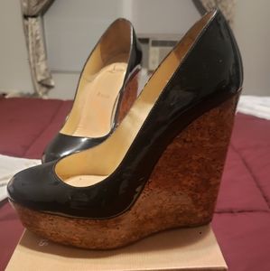 Christian Louboutin Black Patent Wedges